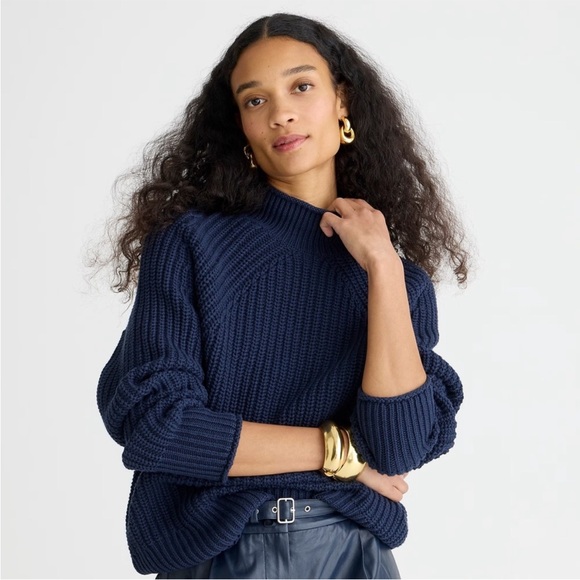 NWT J. Crew Navy Blue Ribbed Knit Relaxed Rollneck™...